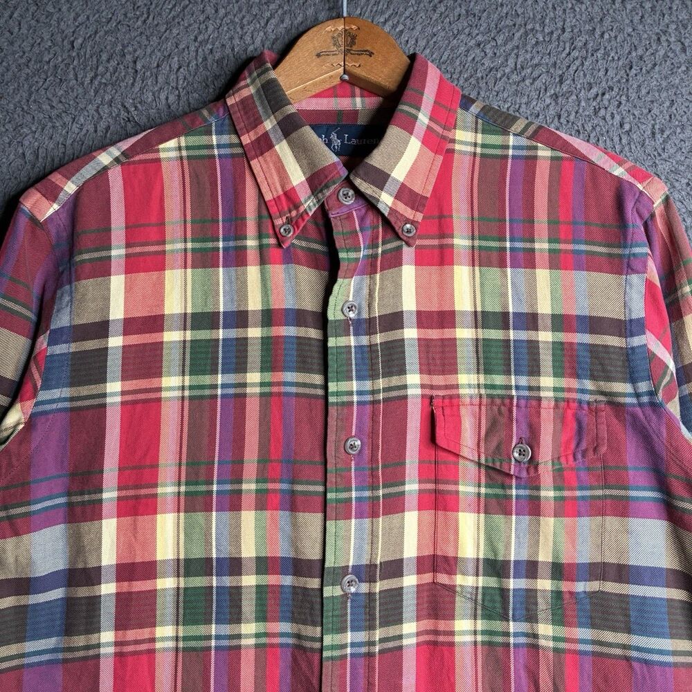 Polo Ralph Lauren Button Up Western Cargo Aberdare Plaid Tartan Holiday Shirt S